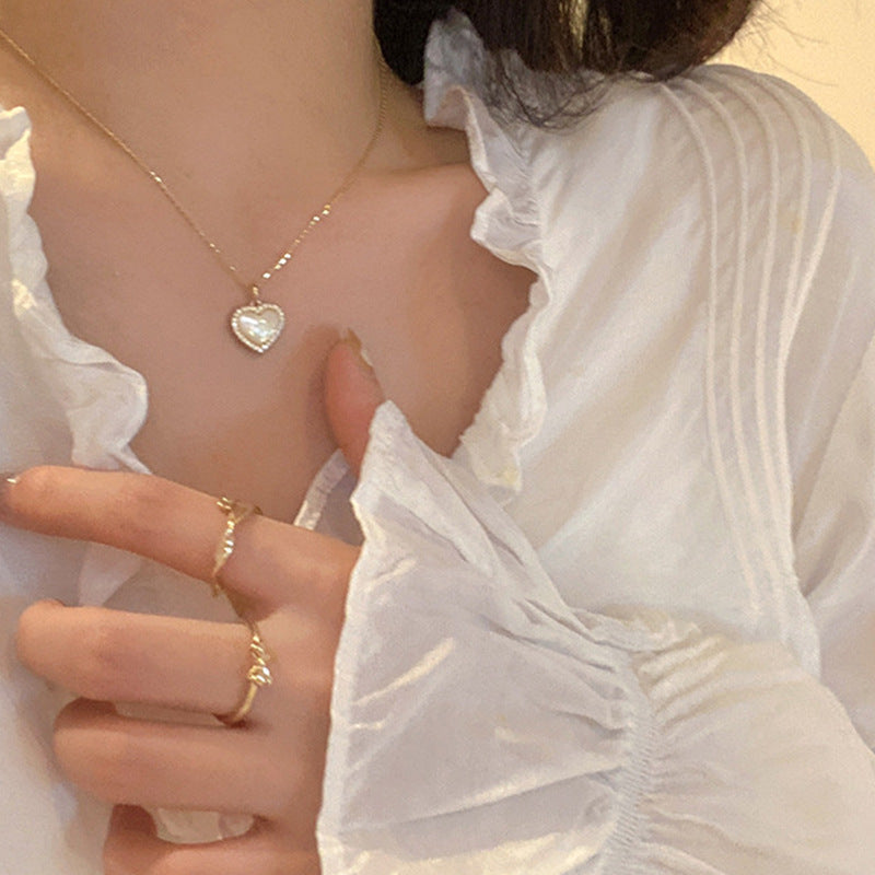 Korean Style Fashion Temperament Opal Love Female Necklace