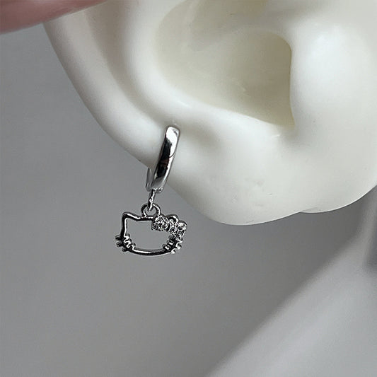 Cat Cute Kitten Bow Double Ear Earrings