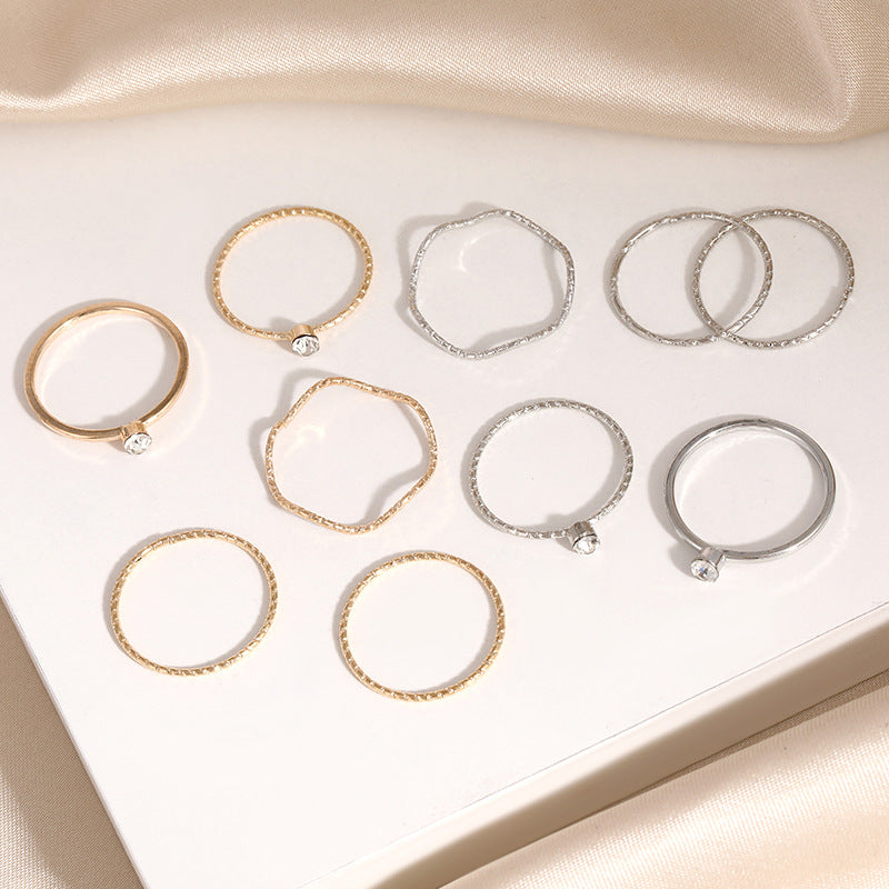 Simple Round Geometric Gold Sier Color Rings
