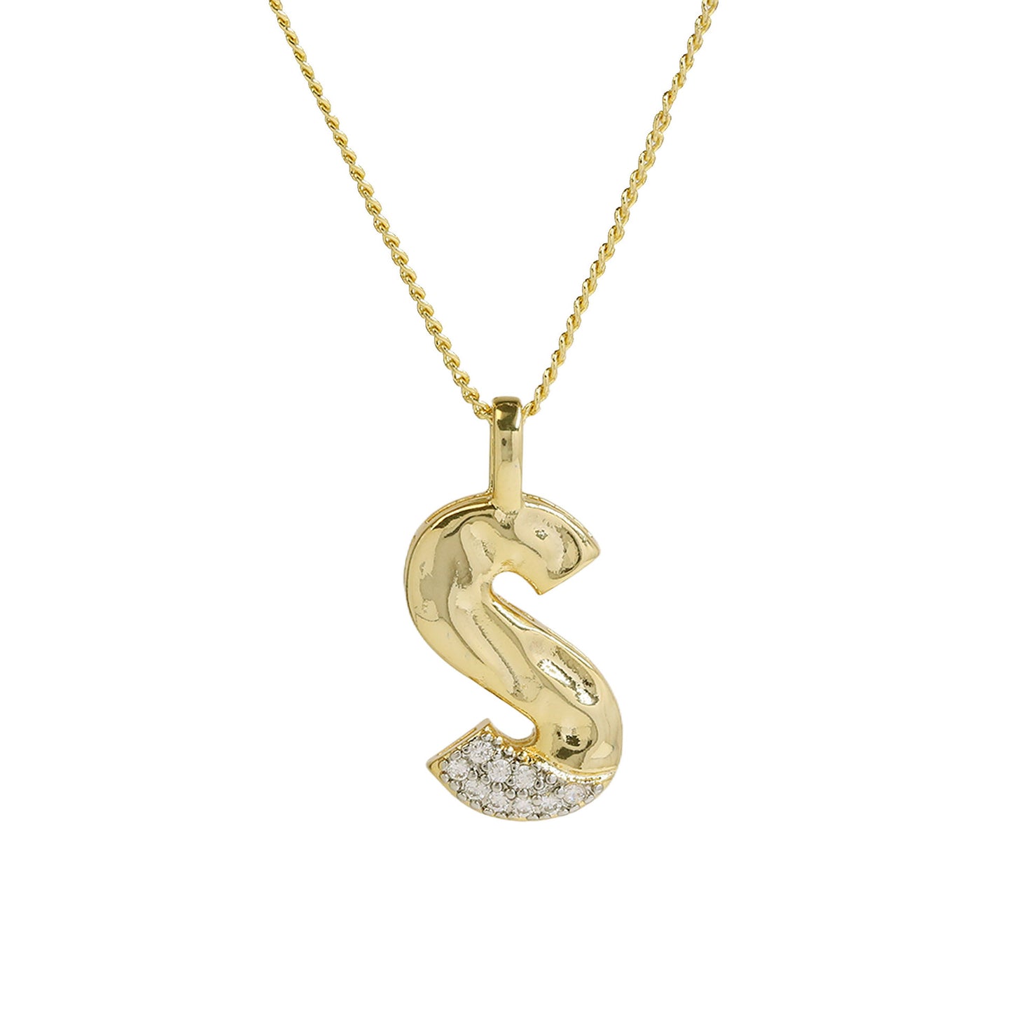 Brass Two-color Texture English Letters Contrast Necklaces