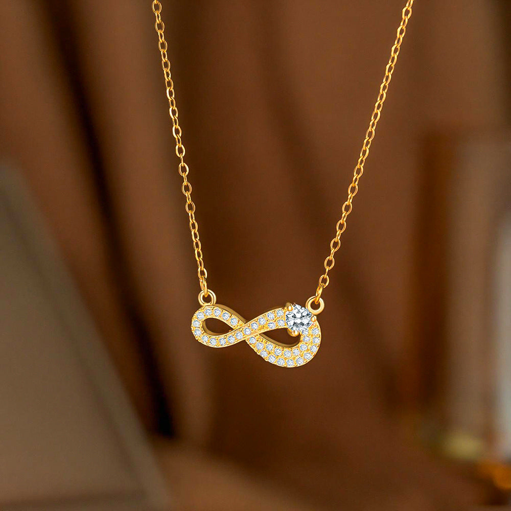 Female Valentine's Day Sparkling Full Rhinestone Buckle Necklace