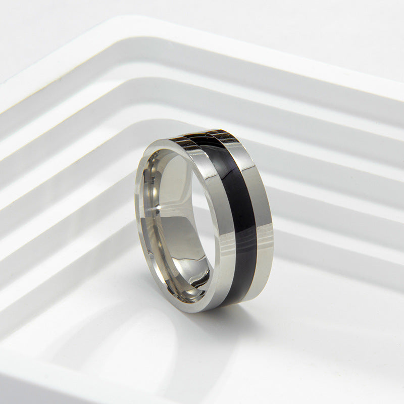 Men's Simple Fashion Stainless Steel Epoxy Small Ring