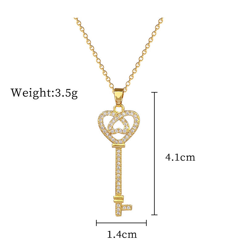 Steel Lucky Female Copper Micro Inlay Real Gold Plating Necklaces