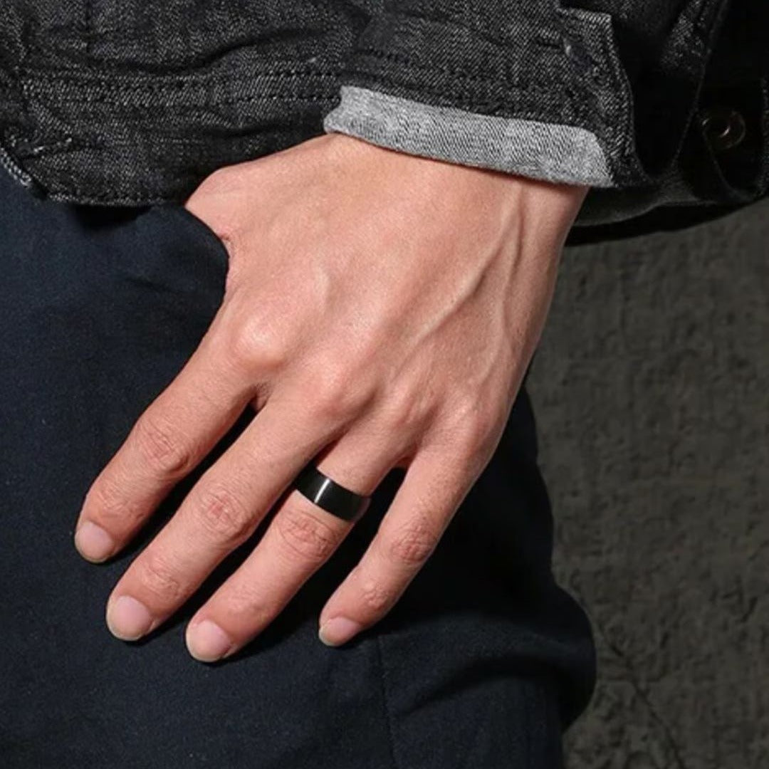 Men's Arc Matte Brushed Titanium Steel Wedding Xi Rings