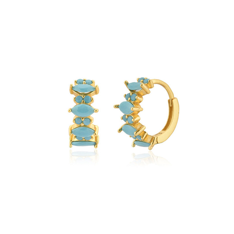 Light Luxury Sier Needle Geometric Ear Female Water Drop Leaf Stud Earrings