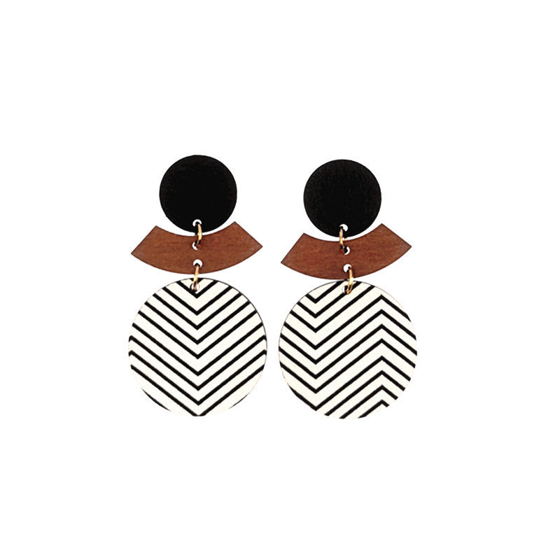 Patch Fashionable Simple Geometric Versatile Wooden Earrings