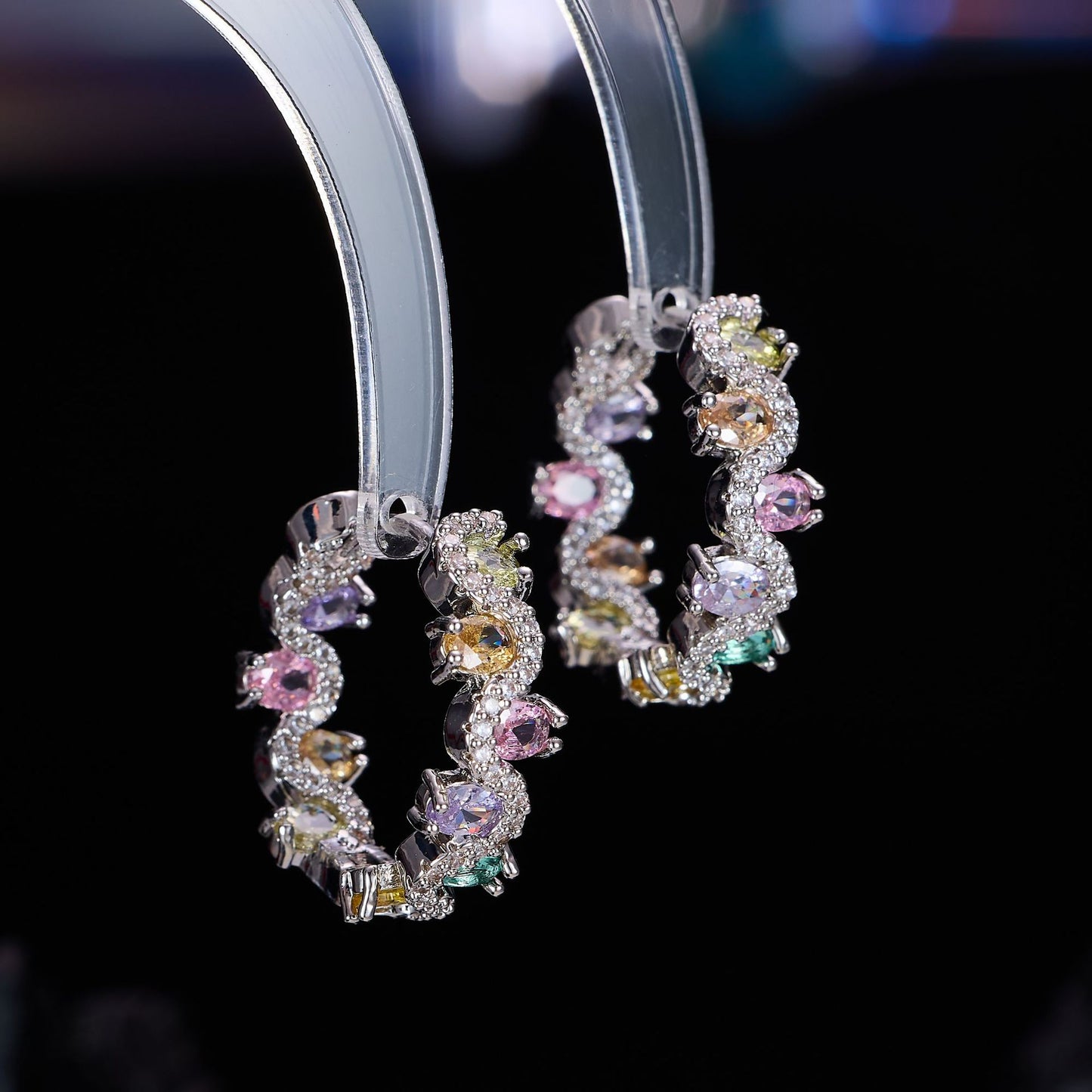 Turquoise Ear Clip Design Slightly Inlaid Zircon Versatile Earrings