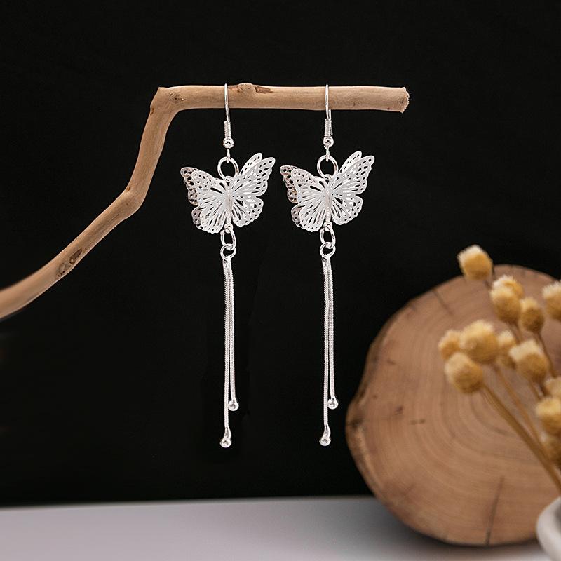 Imitation Sier Miao Minority Tourist Attractions Bohemian Exaggerated Long Leaves Earrings