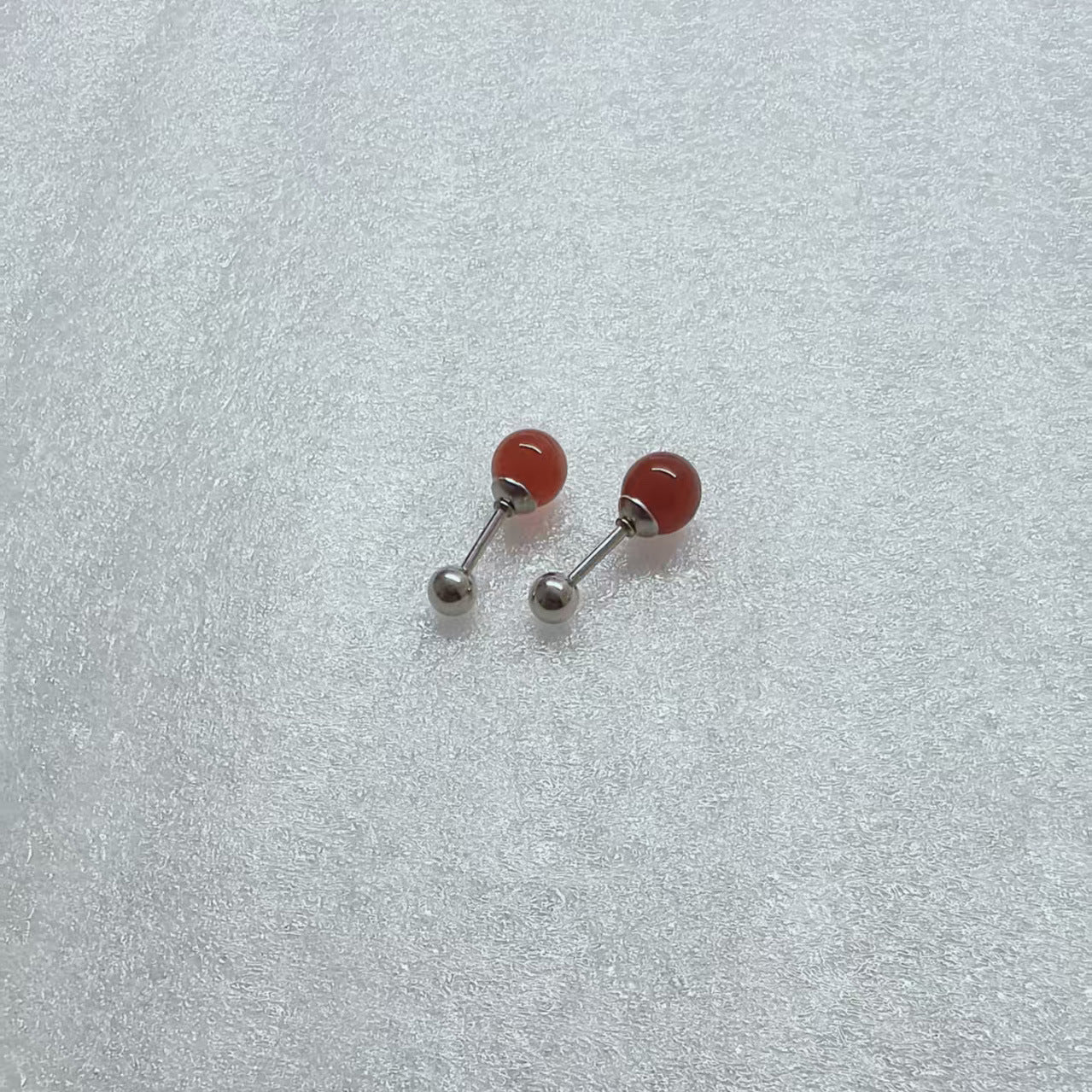 Agate Ear Female Korean Style Ball Round Cake Light Luxury Rings