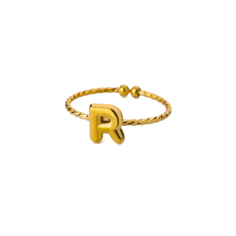 Stainless Steel Gold-plated English Letters Glossy Rings