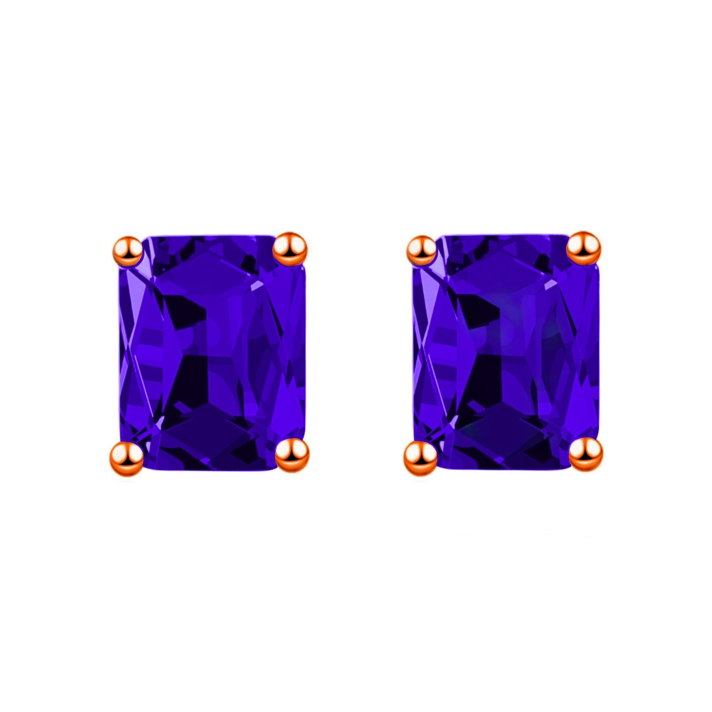 Fashion Rectangular Emerald Rose Gold Plated Rings
