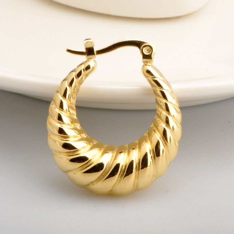 Women's Hollow Stainless Steel Golden Crescent-shaped Simple Ear Earrings