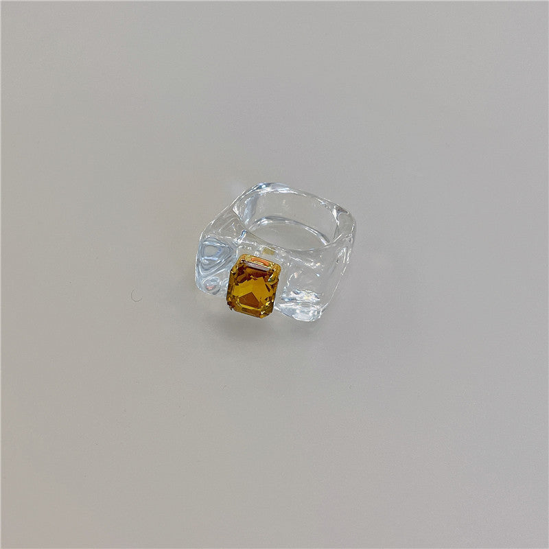 Candy Color Resin Acrylic Gemstone Transparent Rings