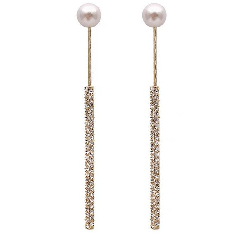 Women's Sier Pin High-grade Full Rhinestone Tassel Light Stud Earrings