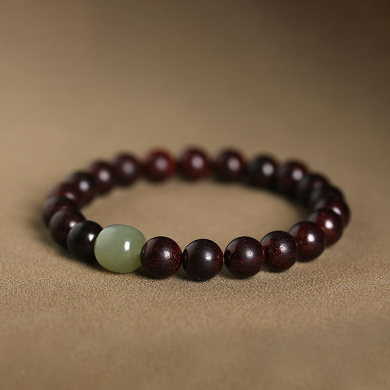 Women's & Men's Pterocarpus Jade Plate Crafts Single Ebony Buddha Beads Gold Sandalwood Bracelet