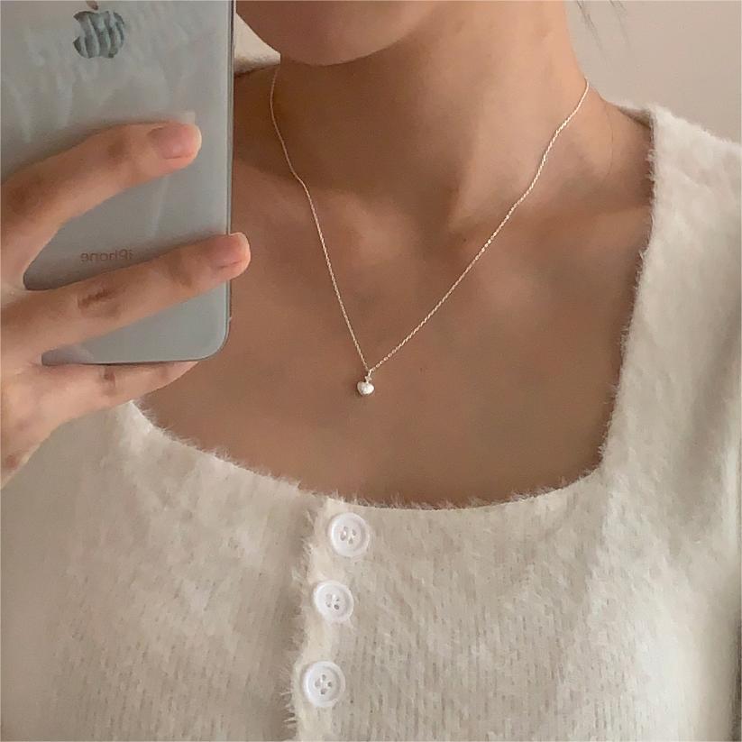 Fan Korean Style Zircon Brushed Heart Necklaces