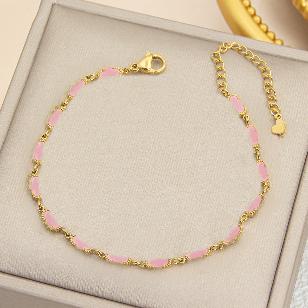 Four Flower Gold Colorful Rhombus Pattern Bracelet
