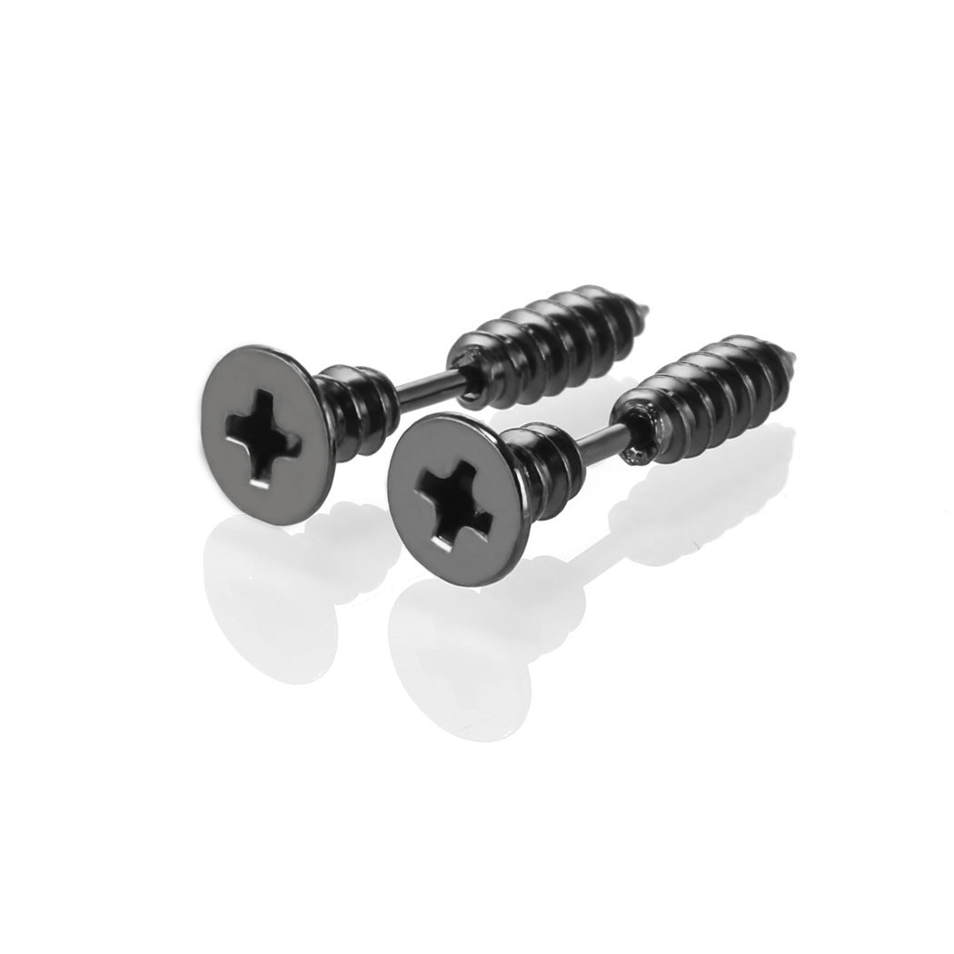 Screw Personality Double-sided Front Rear Ear Clip Same Stud Earrings