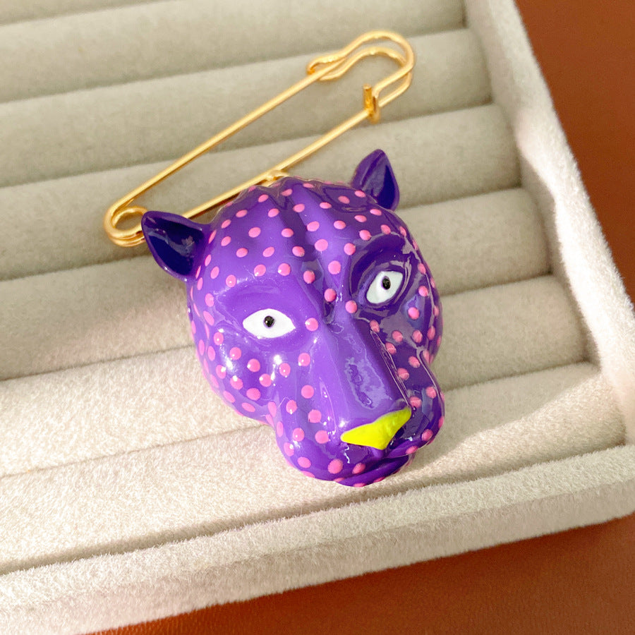 Women's Pink Leopard Head Light Luxury High-grade Niche Personality Temperament Jewelry Set