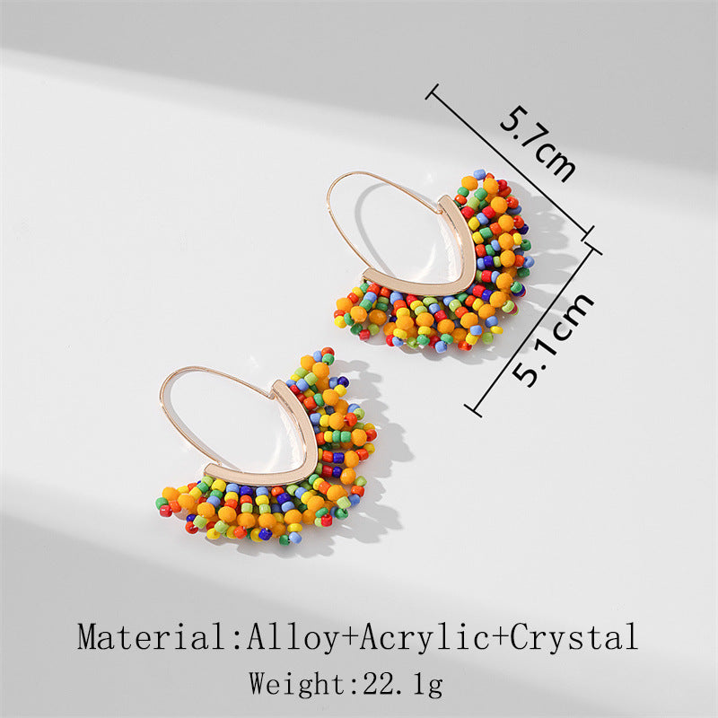 Women's Hand-woven Bead Christmas Hand-made Large V-shaped Earrings