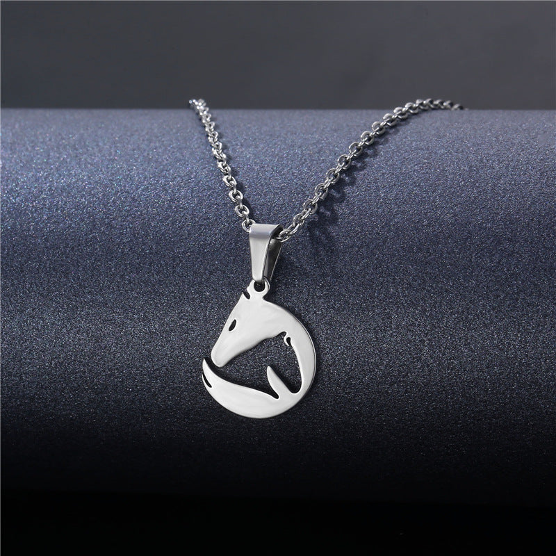 Stainless Steel Cut Hollow Geometry Tag Necklace