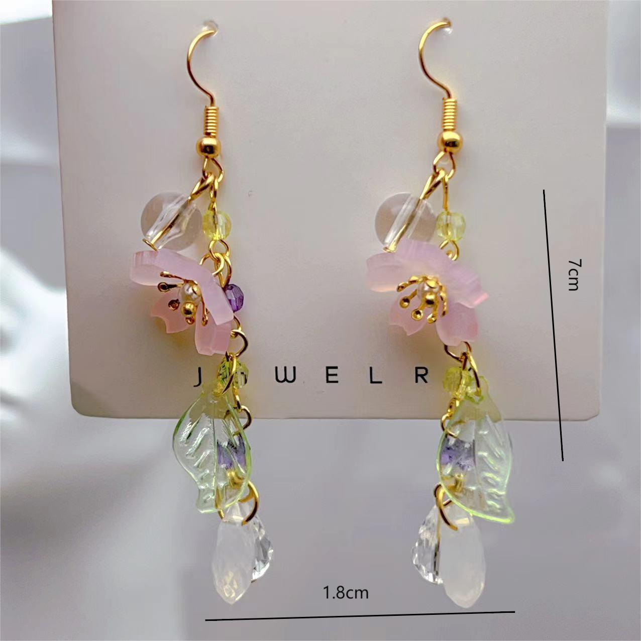 French Style Long Petals Leaves Retro Sweet Artistic Mori Sweep Ear Hook