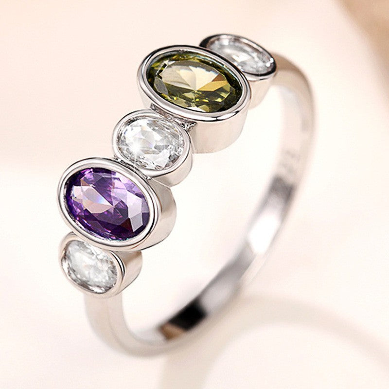 Inlaid Zircon Fresh Sweet Korean Style Rings