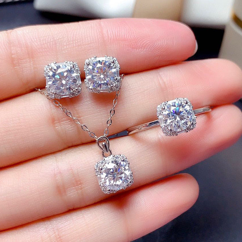 Women's Blue Red Yellow Green Purple White Gemstone Zircon Princess Jewelry Set