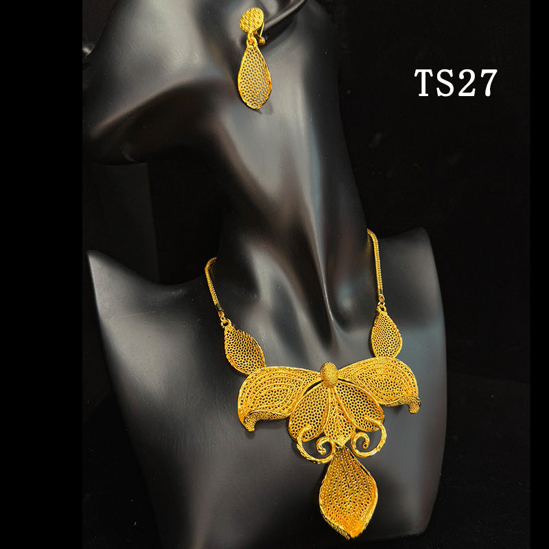 Gold Plated Female Bridal Wedding Imitation Jewelry Set