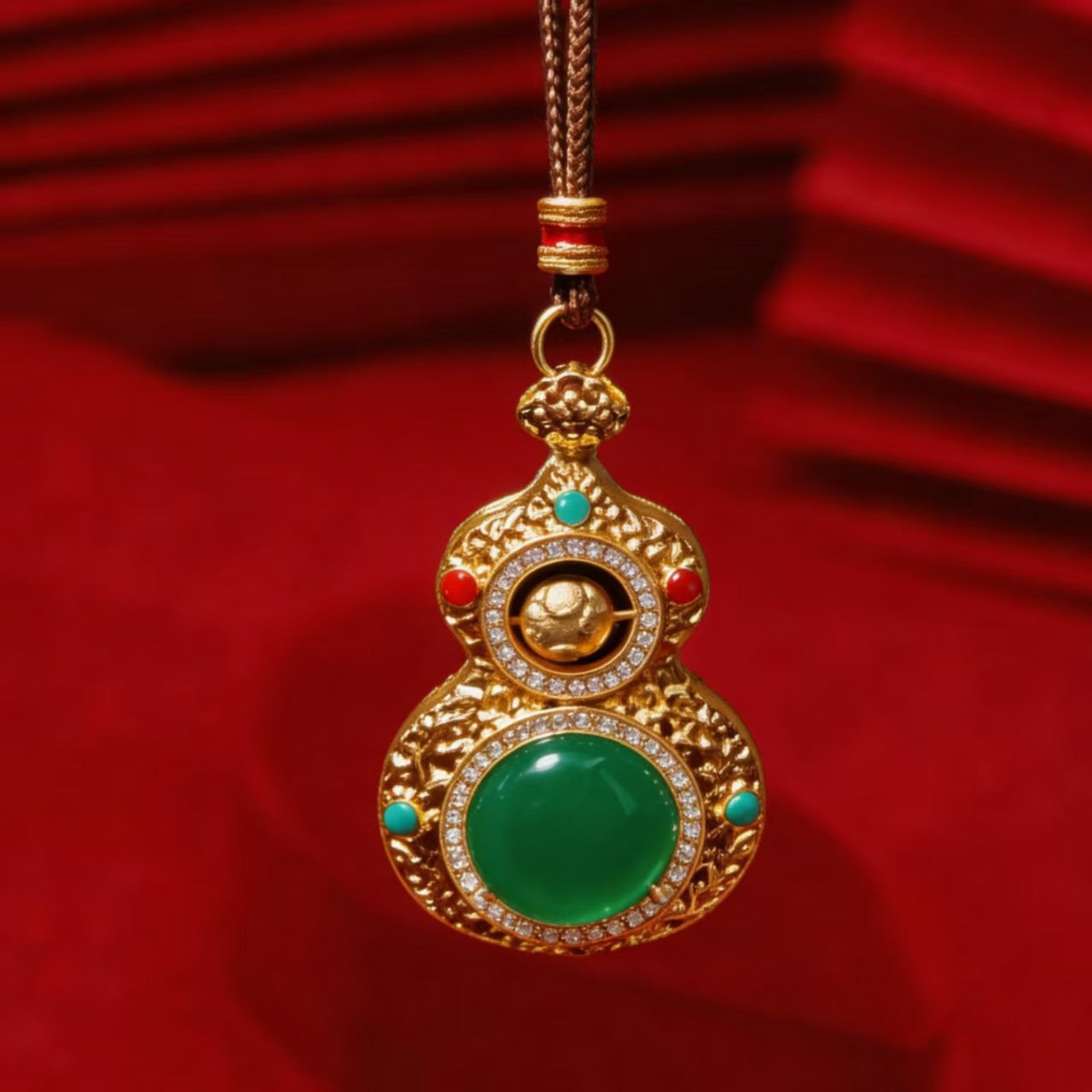 Women's & Men's Gourd Yellow God Of Wealth Buddha Mixed Alloy Retro National Necklace