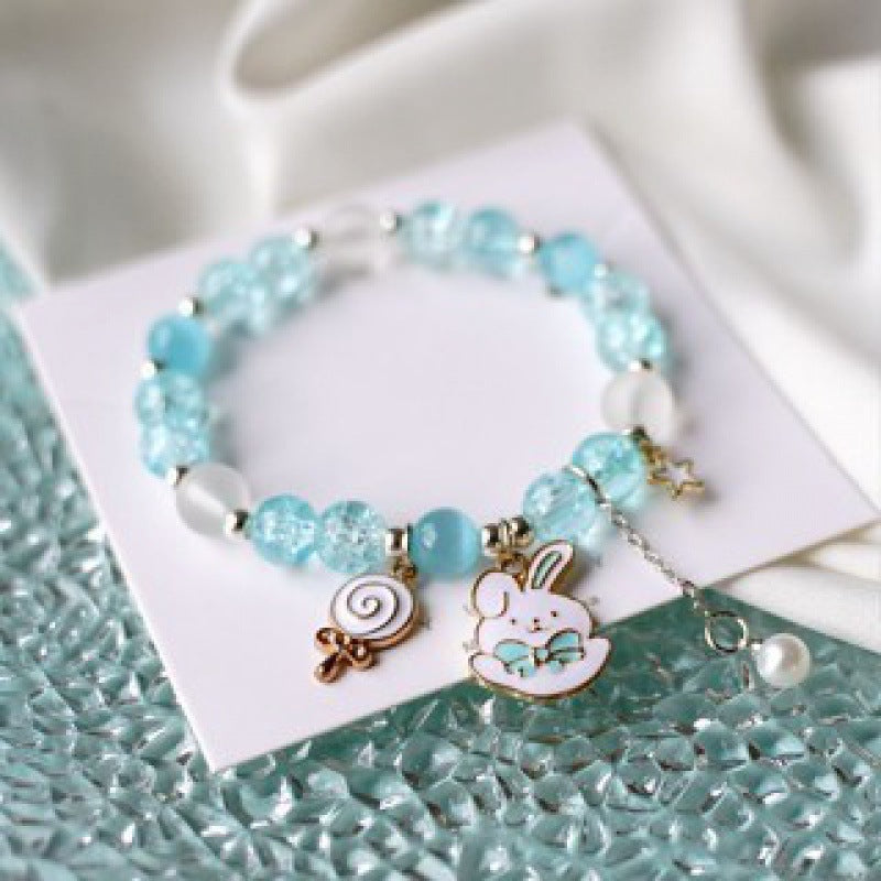 Camellia Little Daisy Crystal Girlfriends Color Glass Chipping Bracelet