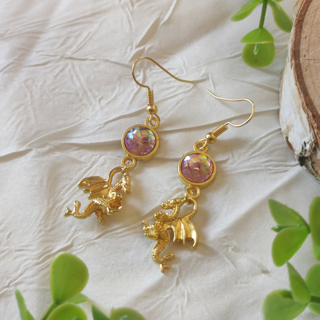 Women's Dragon Gift For Resin Scales Egg Role Play Earrings