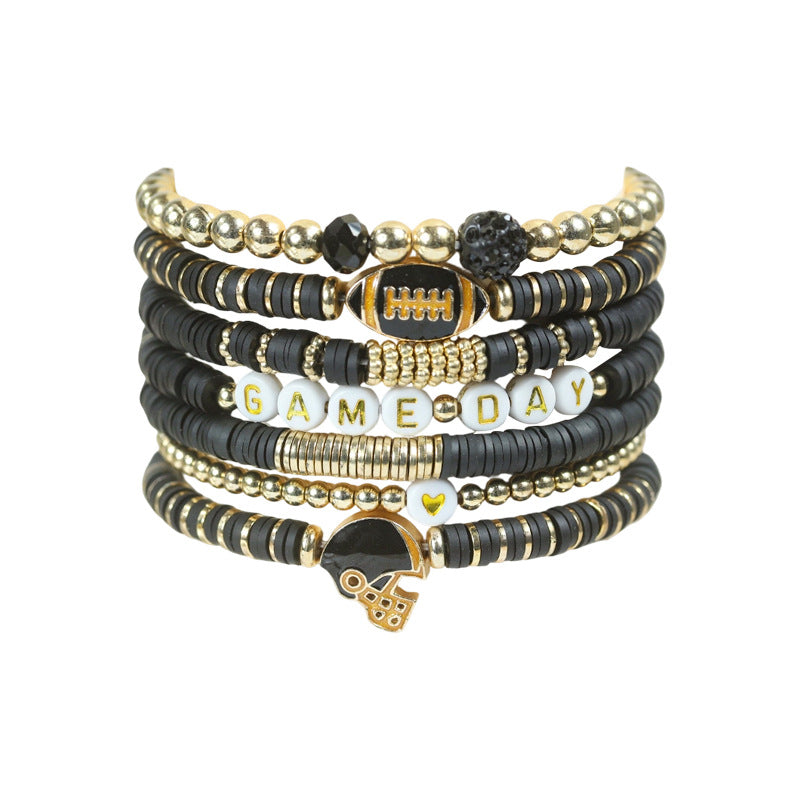 Rugby Golden Balls Twin Crystal Love Letter Bracelet