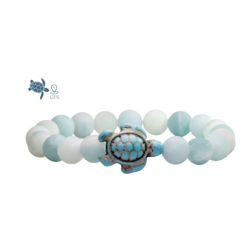 Turtle Turquoise Volcanic Rock White Beads Bracelets