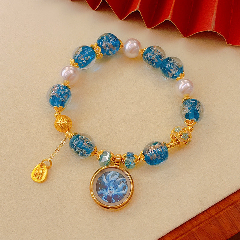 Women's & Men's Green Tara God Of Wealth Chinese Tassel Five Gods Bracelet