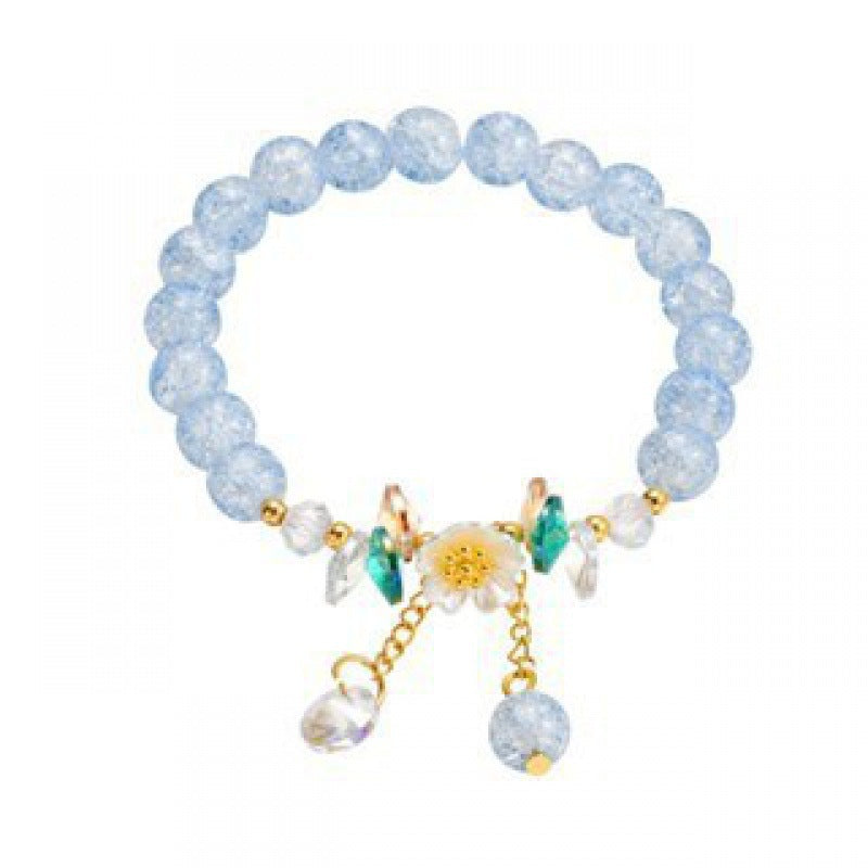 Camellia Little Daisy Crystal Girlfriends Color Glass Chipping Bracelet