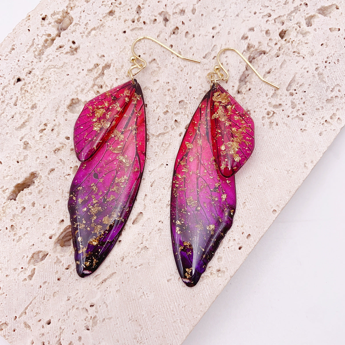 Women's Sier Cicada Wings Ear Hook Butterfly Temperamental Fairy Long Eardrop Earrings