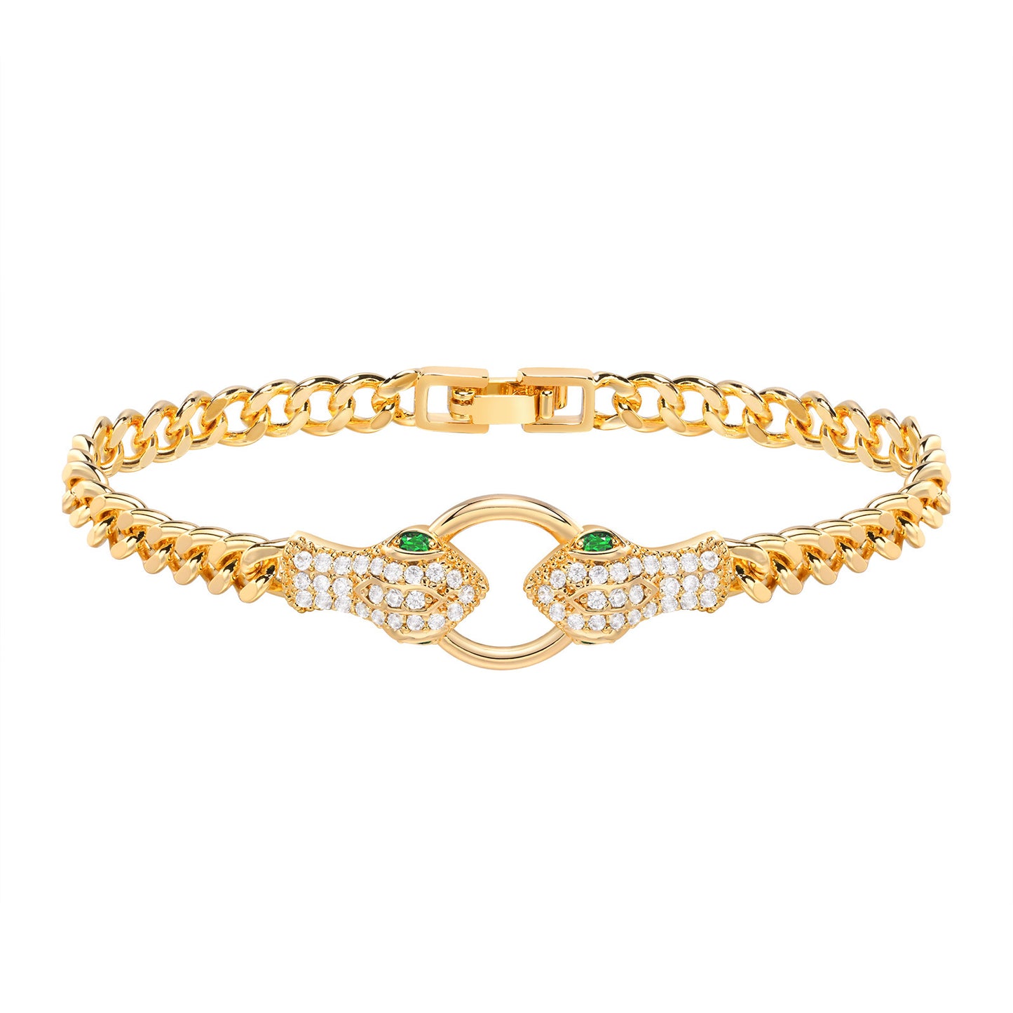 Women's Diamond Copper Square Zircon Golden Snake Bracelets