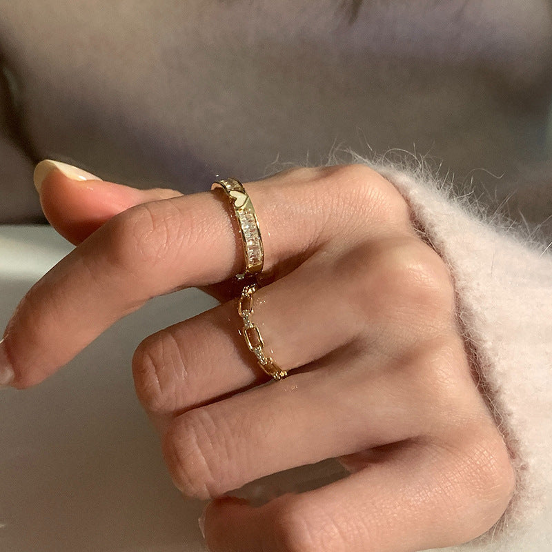 Loving Heart Zircon Trendy Temperament Index Finger Style Ring