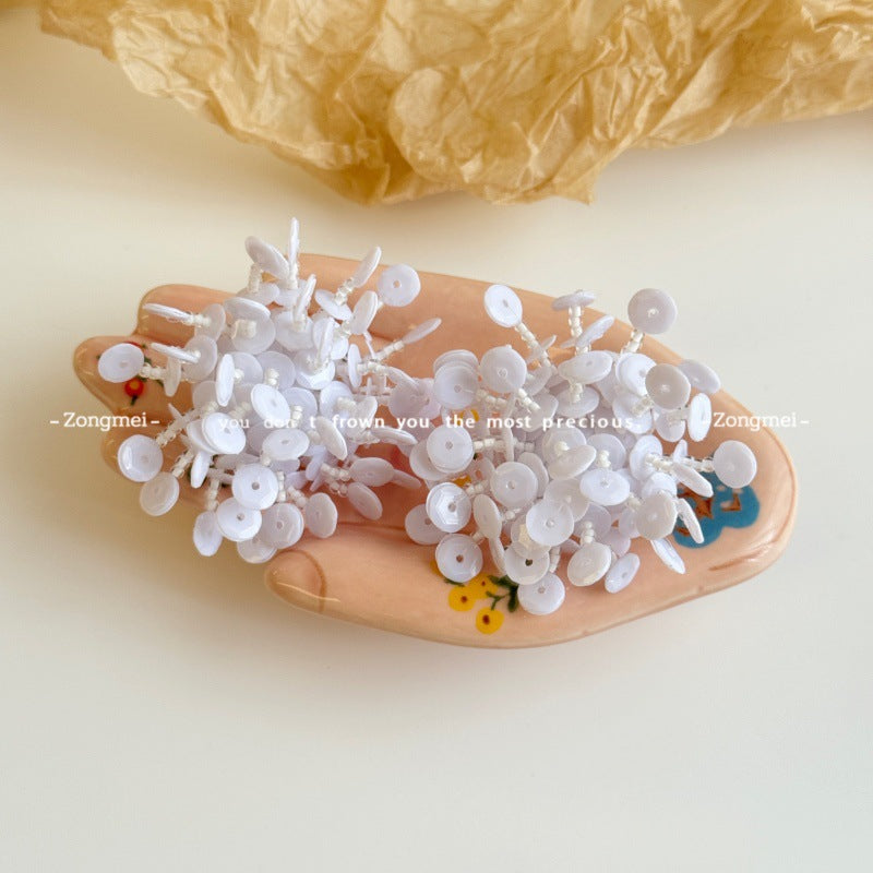 Women's Style Shiny Summer Sequins Handmade Rose Shape Eye-catching Sweet Cool Earrings