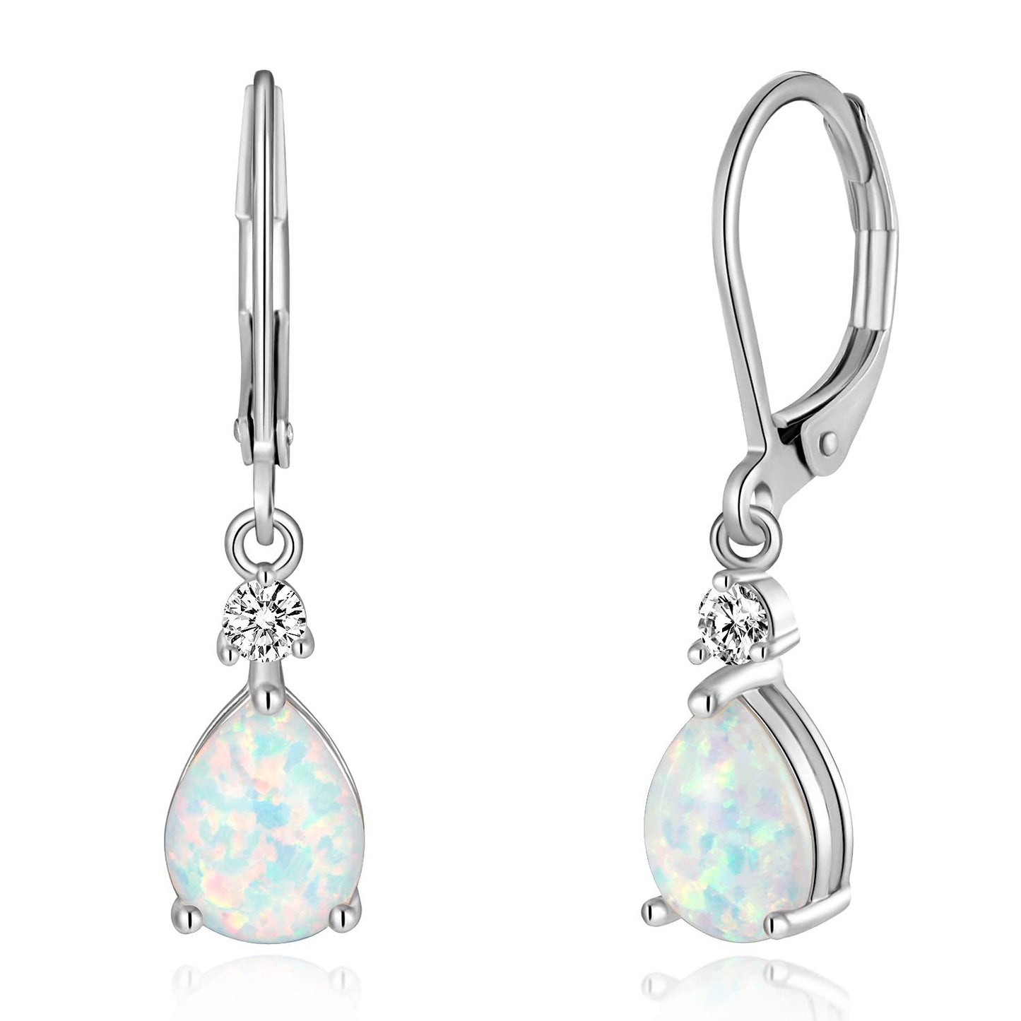 Women's Popular White Opal Drop Single Stud Earrings