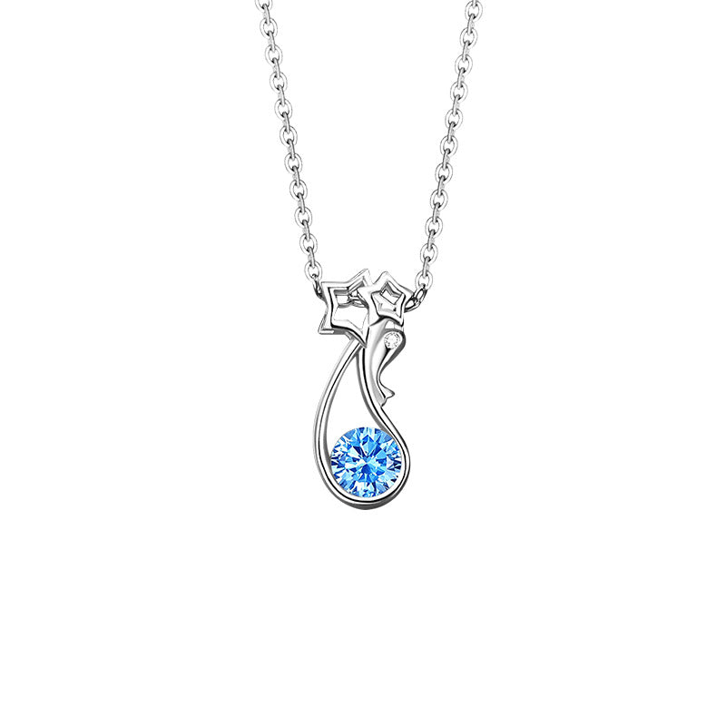 Women's Constellation Sterling Sier For Design Light Luxury Navy Blue Necklace