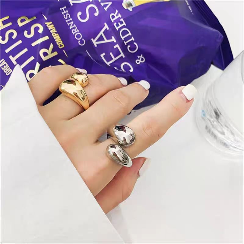 Metallic Water Drop Opening Female Adjustable Rings