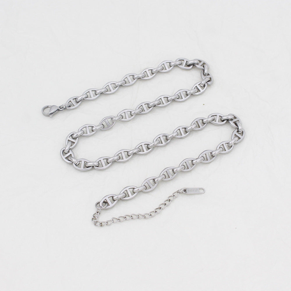 Pig Nose Titanium Steel Chain Hip Hop Jewelry Set