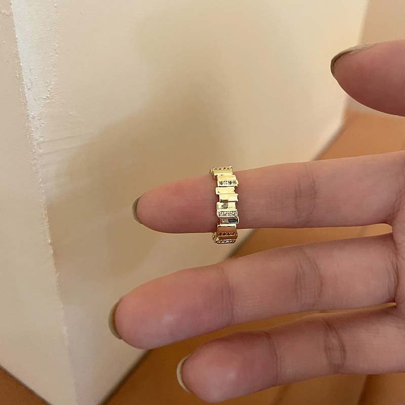 Gold-plated Zircon Geometric Open Korean Style Rings