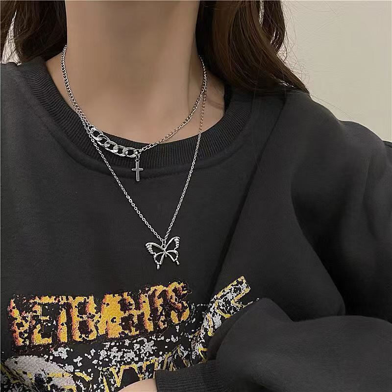 Women's Butterfly Niche Design Versatile Personality Hip Hop Clavicle Chain Necklace