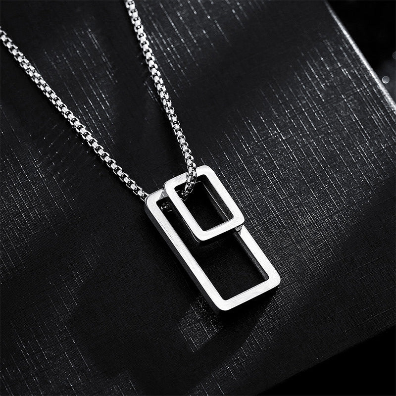 Titanium Steel Unisex Style Rectangular Stainless Necklace