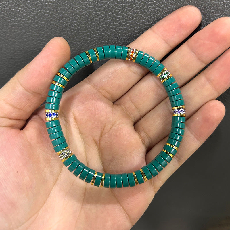 Women's & Men's Technology Pine Turquoise High Porcelain Crafts Hand Toy Twin Optimized Bracelet
