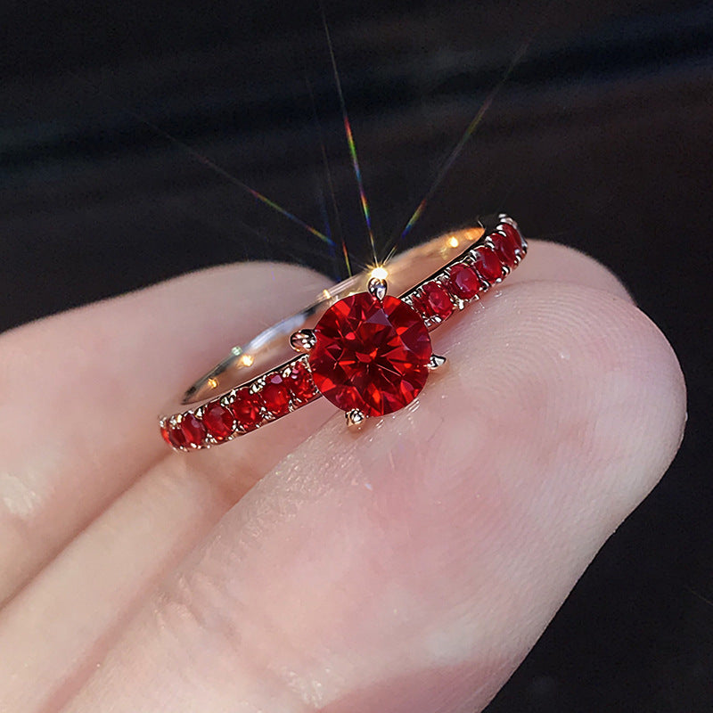 Simple Rose Gold Plated Artificial Zircon Ring