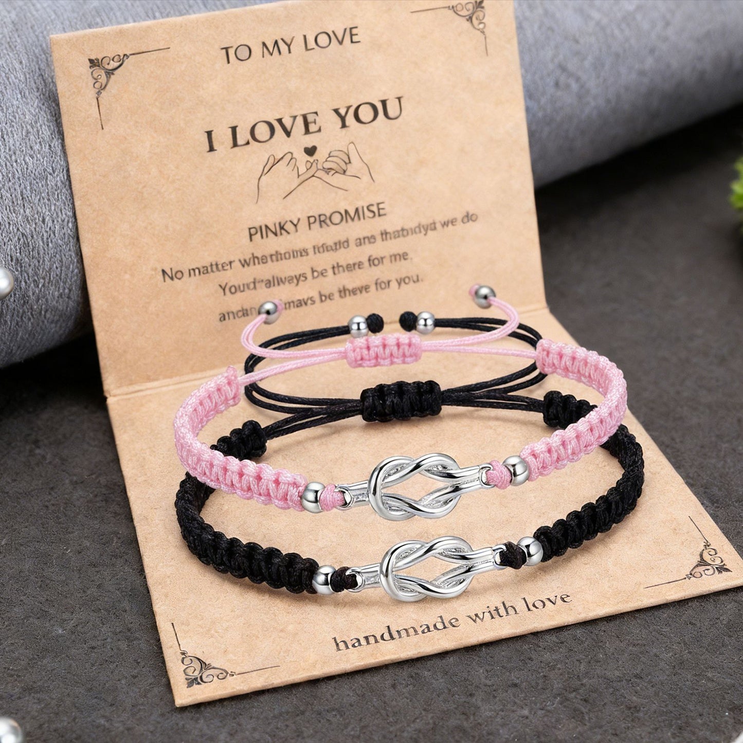 Women's & Men's Truelove Knot Flat Carrying Strap Couple Bracelet